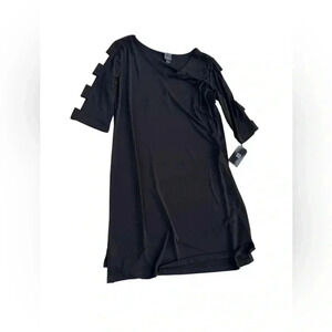 Clara Sun Woo Size L Dress Black Stretch Jersey Cut Out Sleeves USA Made NEW
